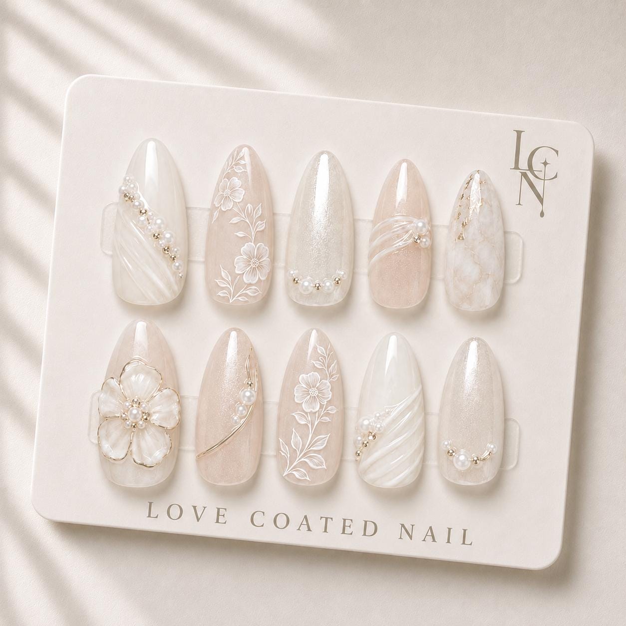 Bridal Nails, Bridal Press On Nails, Wedding Nails, Wedding Press On Nails, Pearl Bridal Nails, Ivory Wedding Nails